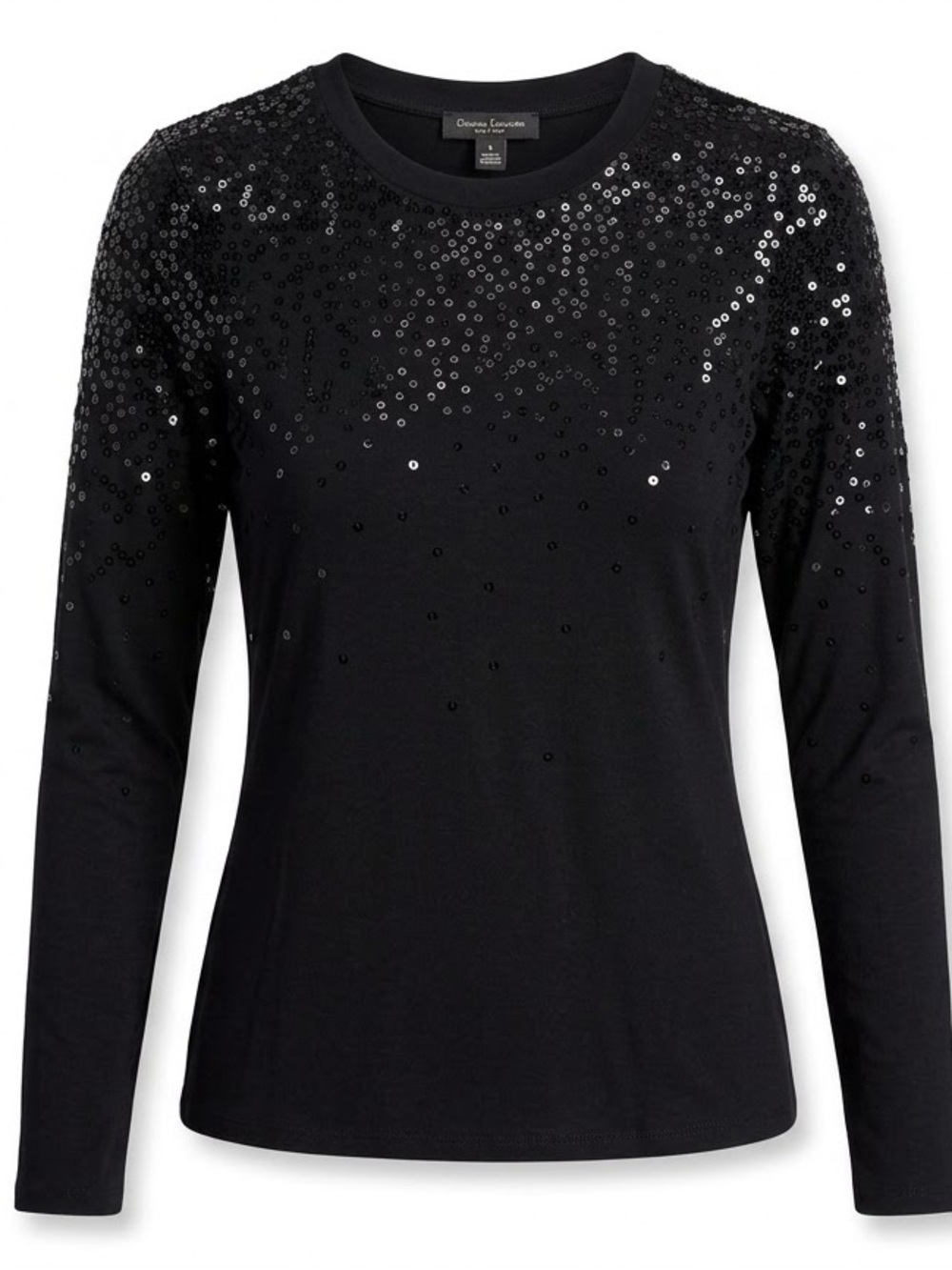 INC International Concepts Black Sequin-Embellished Crewneck Pullover